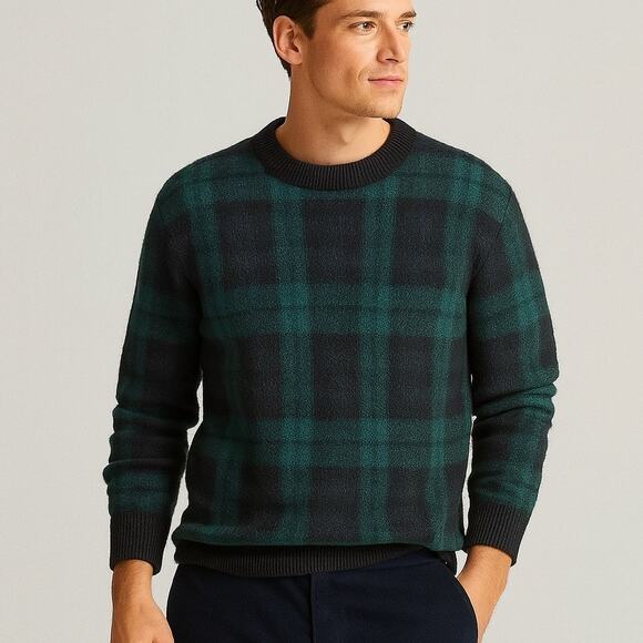 J Crew Watch Tartan Plaid Crewneck Alpaca Wool Crewneck Sweater - Picture 1 of 9